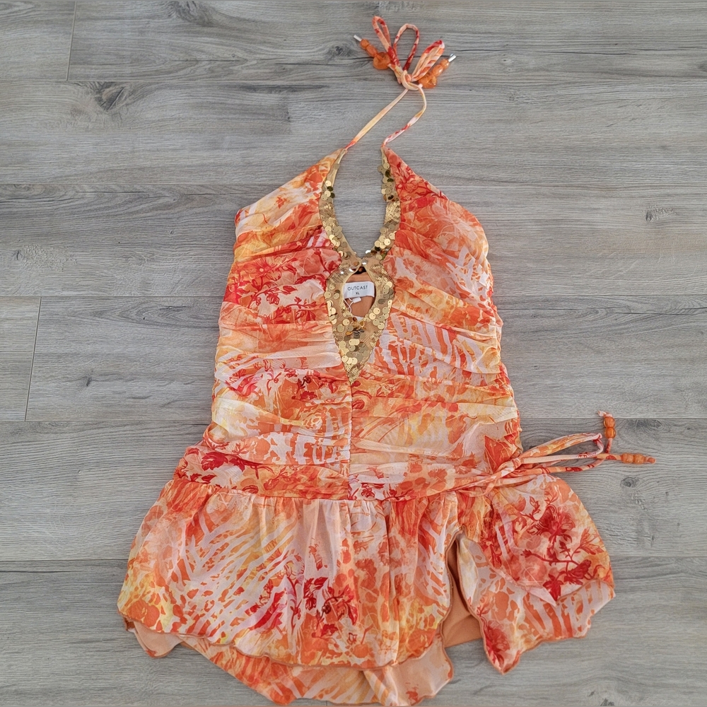 Outcast Mutia Mini Dress Calile Orange sz XL - Picture 7 of 11